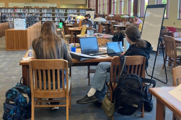 Students working on their papers