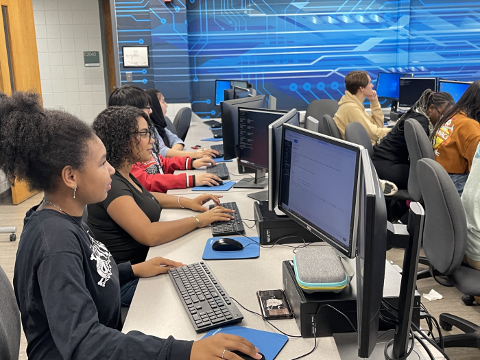 Cybersecurity Defense Headquarters with Students