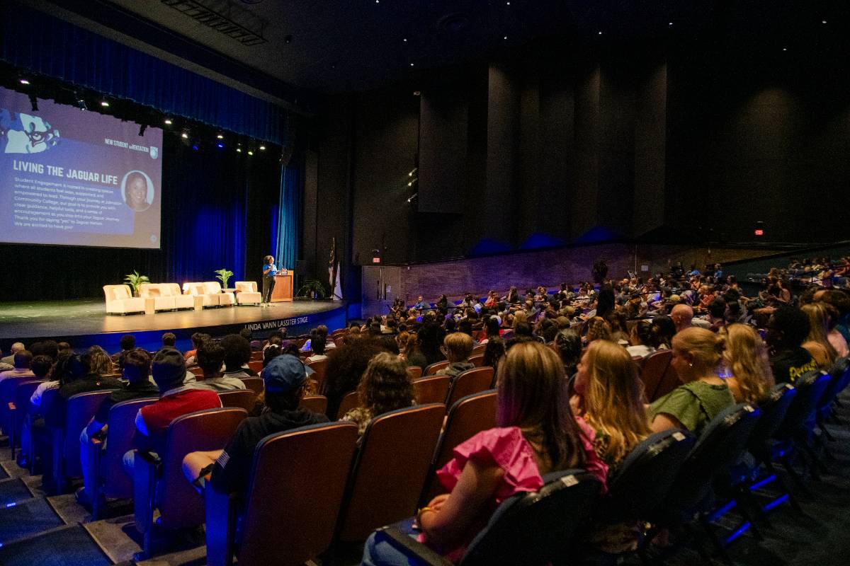 students at orientation