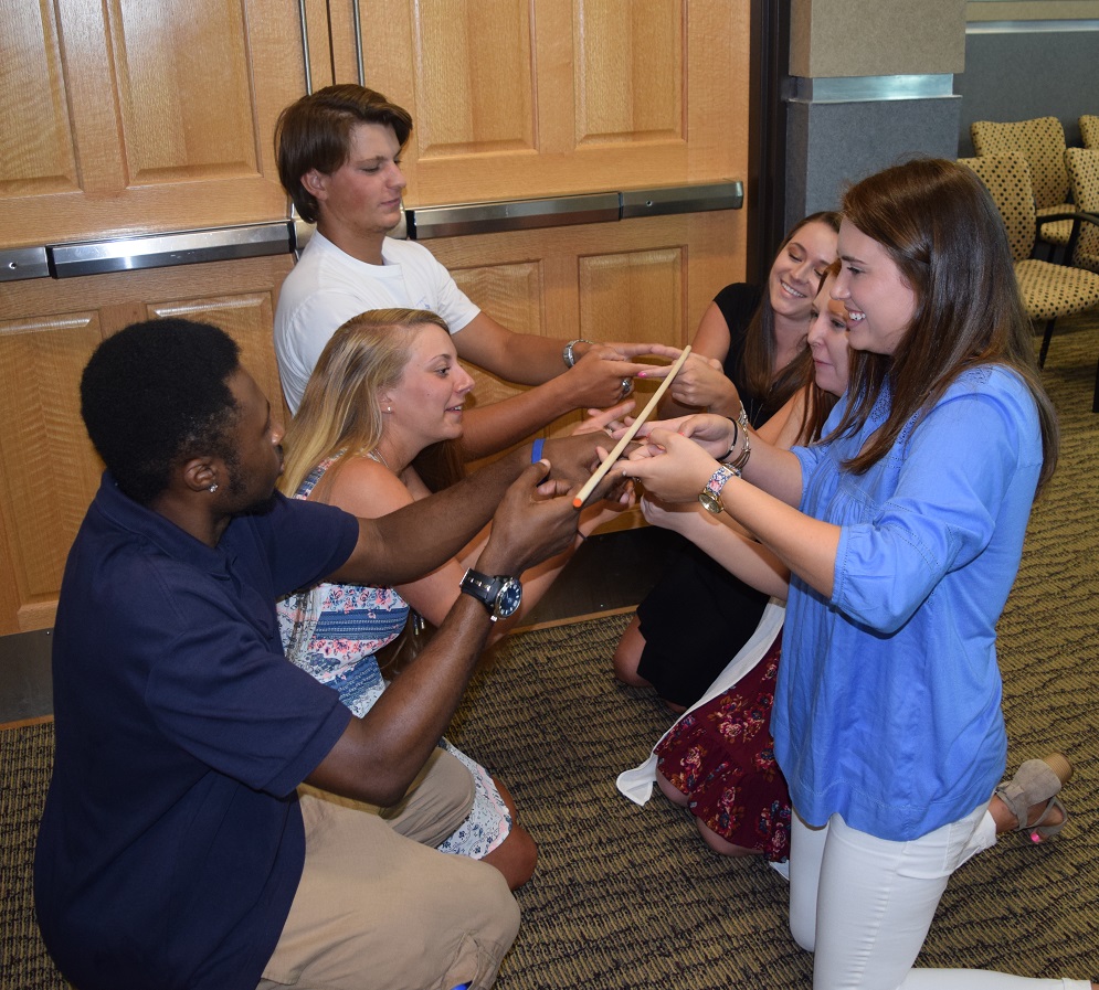 Students playing a game together